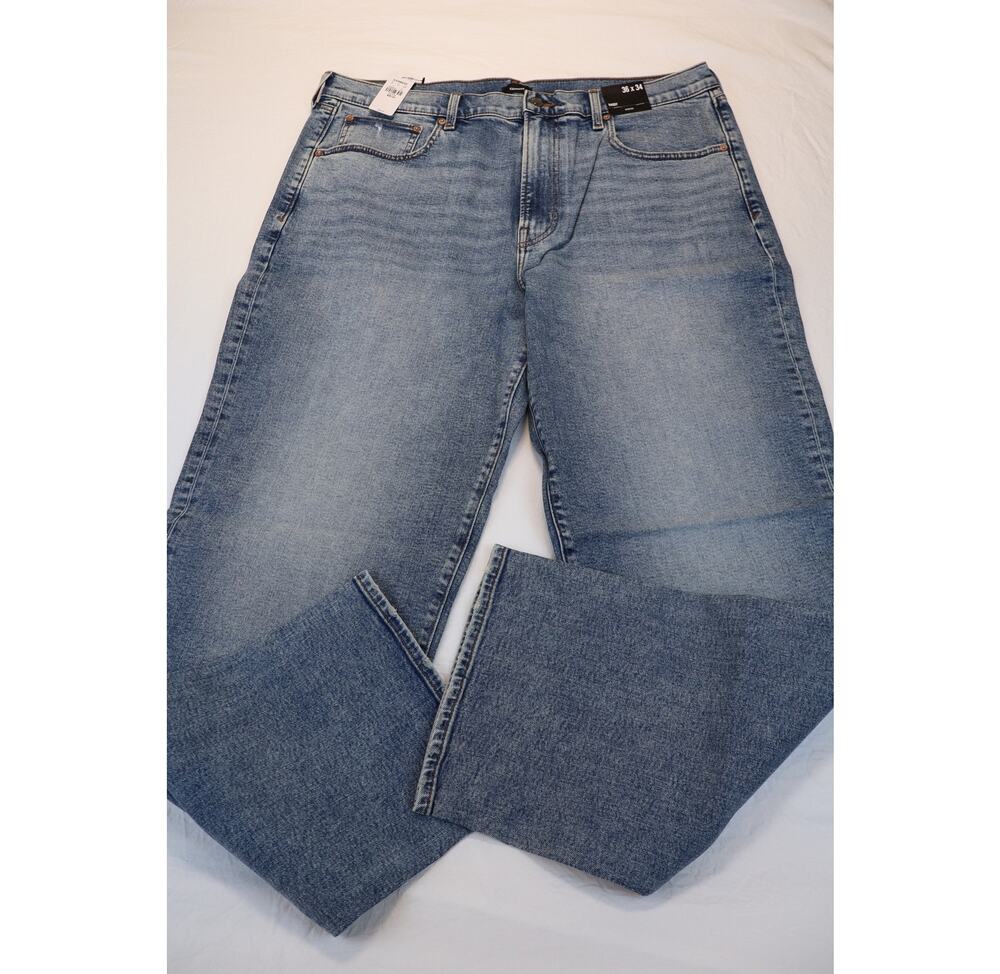 NEW Express Baggy Jeans Men's Blue Medium Wash Mid Rise Size 36x34